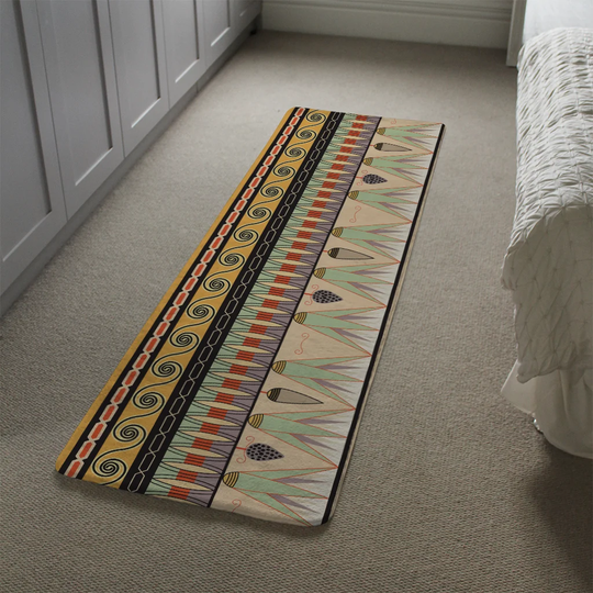 Kinslow Egyptian Pattern Designer Shaggy Gold/Green Rug