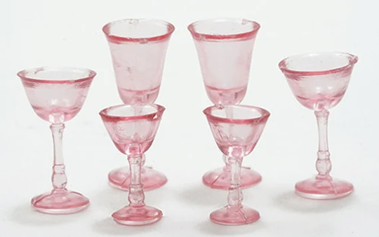 Dollhouse Miniature Stemware - Pink 112 Scale