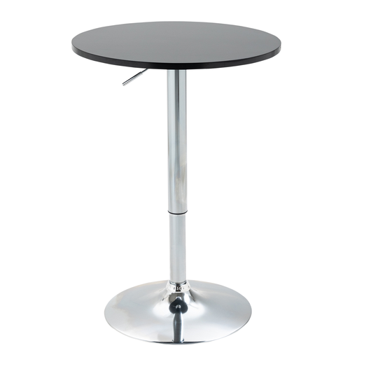 HOMCOM Round Height Adjustable Bar Table Counter Pub Desk w/ Metal Base for Home Bar, Dining Room, Kitchen, Black | Aosom Ireland