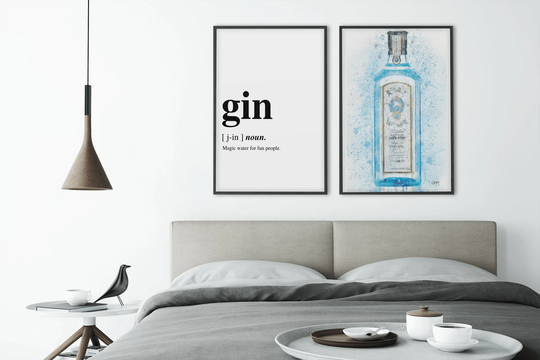 Gin Noun Modern Art Print - & Tonic Wall Set Of 2 Definition