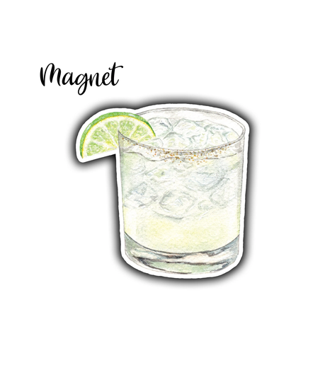 Spicy Margarita Magnet, Die Cut Cocktail Fridge Waterproof Watercolor Magnet