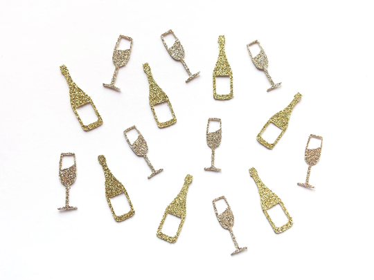 Champagne Confetti | Gold Bottle | Bachelorette New Years Eve Bridal Shower Engagement Party Decor