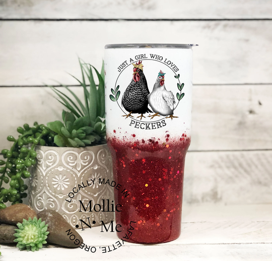 Just A Girl Who Loves Peckers - Glittered Tumbler Personalized Chicken Lover Order Yours Today