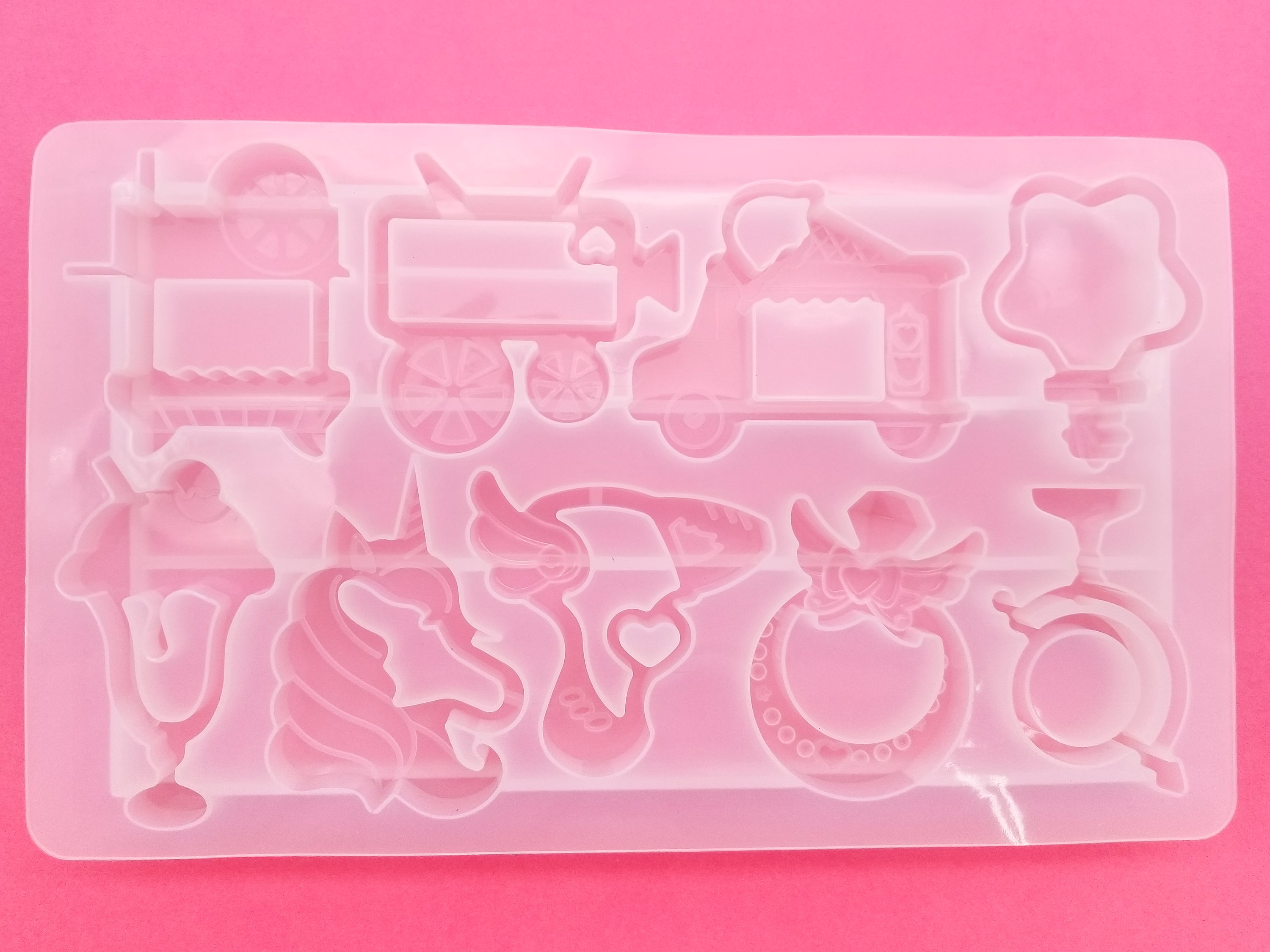 9 Cavity Kawaii Princess Fairytale Set Shaker Mold For Cabochons, 1 Part Silicone Mold, Clay, Resin Etc, New