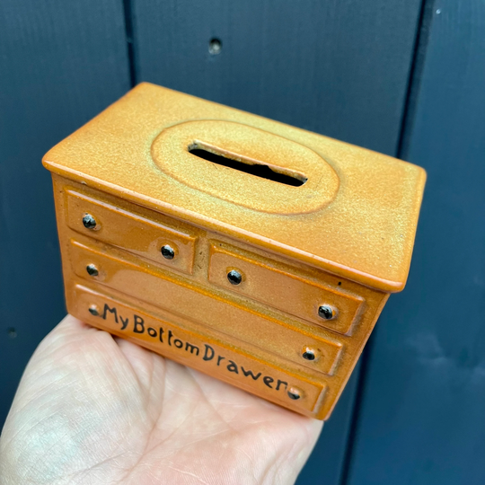 Vintage Miniature Ceramic Money Box Shaped Like A Chest Of Drawers