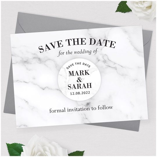 Save The Date Marble Cards Fridge Magnets - Personalised Effect Spring Summer Autumn Winter Wedding Stationary