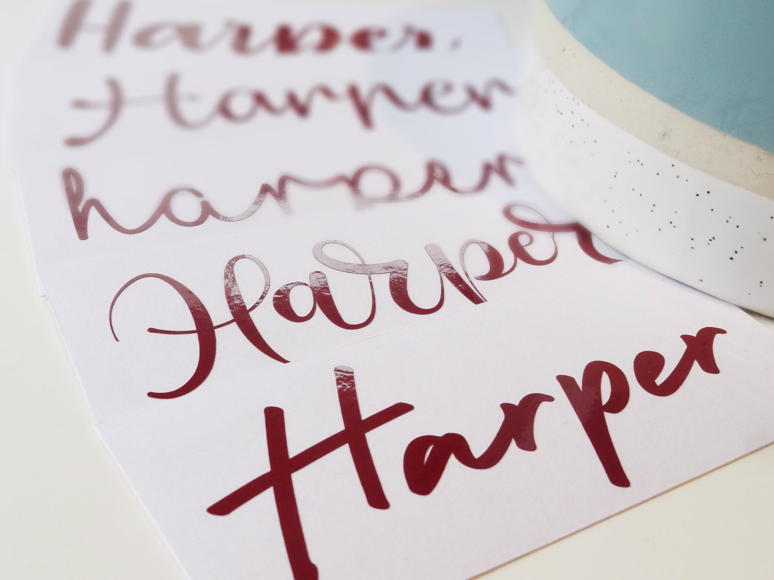 Organiser Stickers, Vinyl Decals, Personalised Water Bottle, Canister Kitchen Labels, Custom Name Burgundy