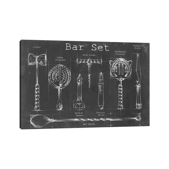 'Bar Set' Graphic Art on Wrapped Canvas
