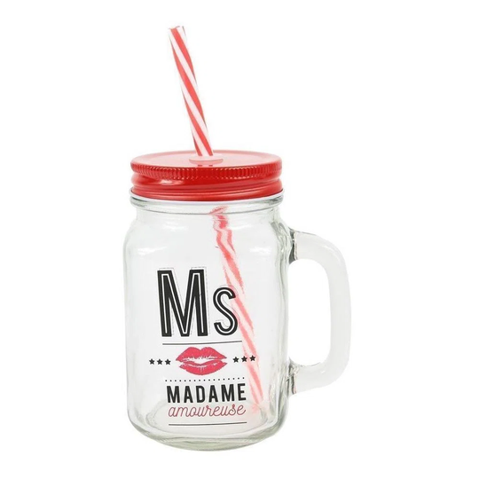 Drinking Glass With Straw Mr./Madame Amoureux Madame