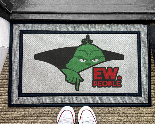 Ew People Grinch Doormat - The Outdoor Welcome Funny Gifts Custom Washable Rug Christmas Fandom Gift