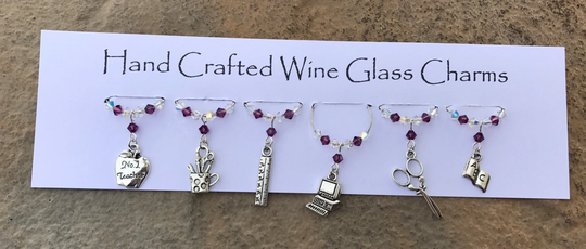 Teachers - Wine Glass Charms School Theme Gifts Christmas Gifts, Secret Santa, Thank You