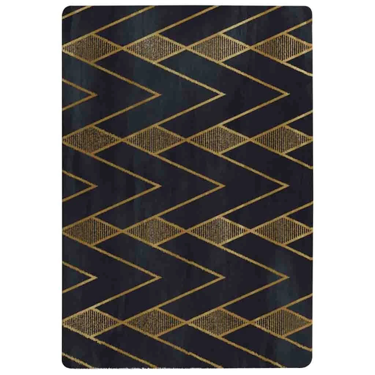 Jenkins Geometreic Lines Shaggy Black/Gold Rug
