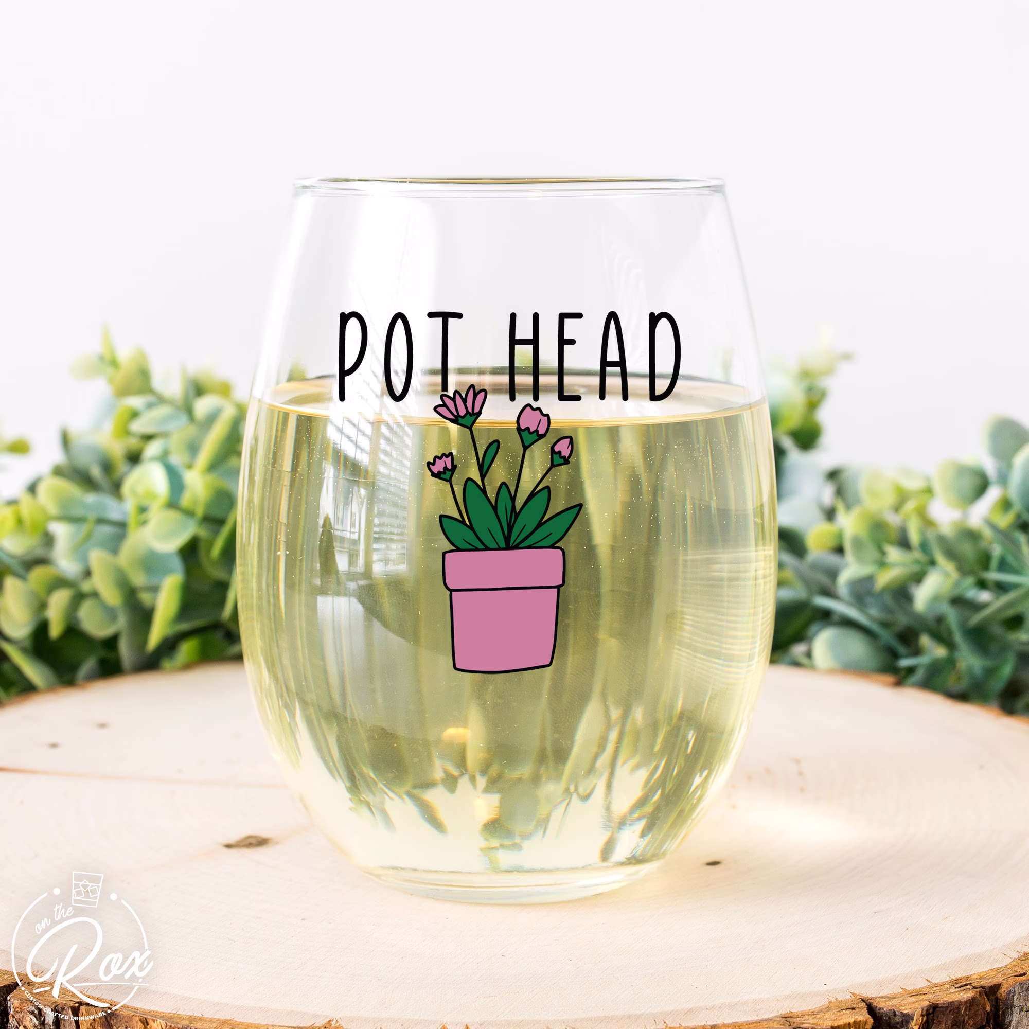 Pot Head Wine Glass-Succulent-Plant Lovers Gift Ideas-Gifts For Plant Lovers-Succulent Gift-Plant Mom-Plant Lady Idea-Garden Gifts