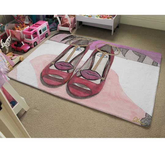 Worthington Lips Shoes Designer Shaggy Pink/White Rug