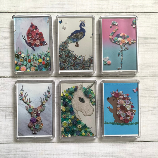 Printed Mini Individual Animal Acrylic Magnets, Bird Fridge Magnet, Butterfly Magnet Gift, Cute Unicorn Art, Wildlife Theme Gift