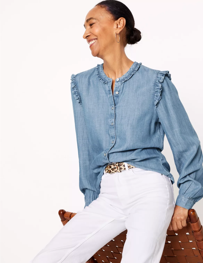 Tencelâ„¢ Ruffle Blouse blue