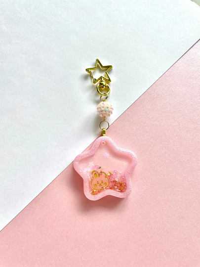 Pink Bunny Star Shaker Keychain