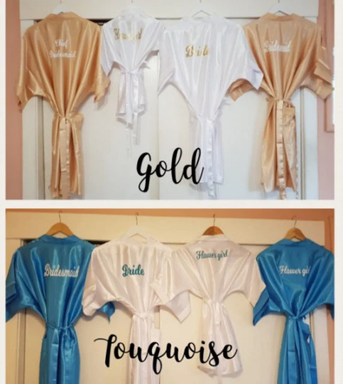 Dressing Gown. Wedding Satin Robe Set