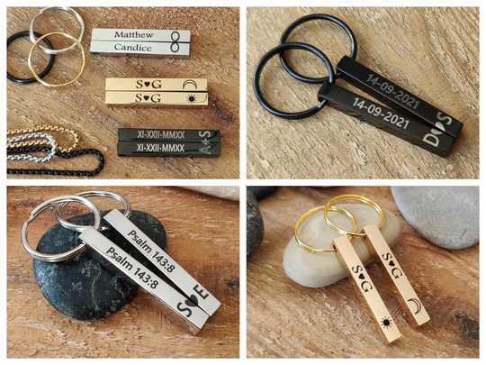 Boyfriend Girlfriend Keychain His & Hers Key Chain Engraved Personalized Keyring Matching Keychains Anniversary Gift