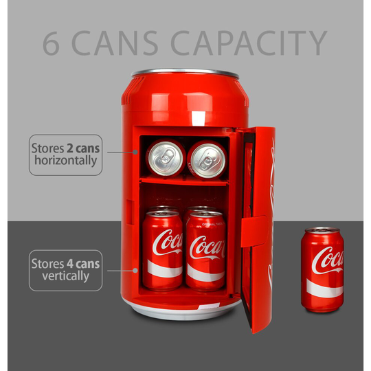 Coca Cola CC06-G CC06 8 Can AC/DC Electric Mini Cooler by Koolatron, Red, White