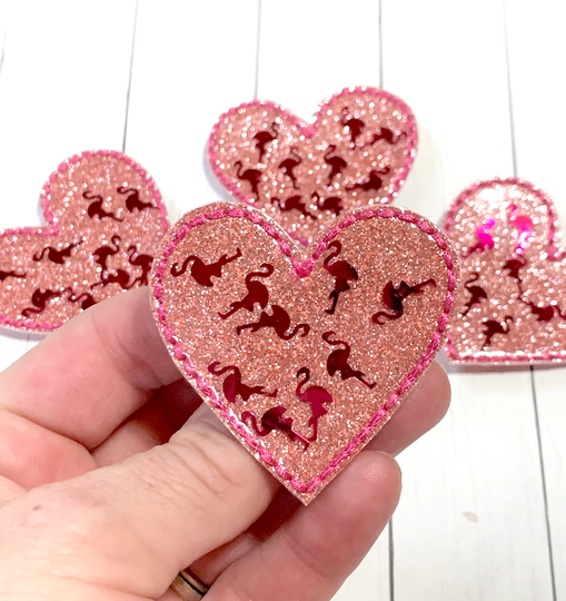 Flamingo Feltie, Confetti Feltie Embellishment, Heart Beach Glitter Felties, Shaker Felties