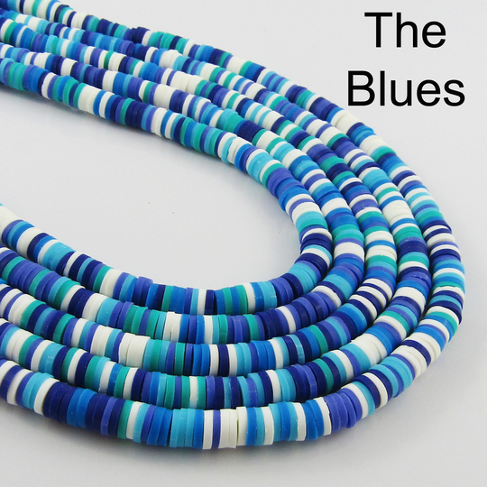 One Strand 330Pcs Wafer Disc The Blues Polymer Clay Beads Katsuki Bead 6mm