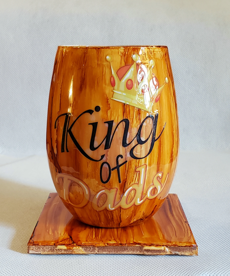 Wood Grain Design Wine Tumbler With Coaster