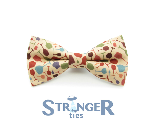 Wine Glass Patterned Bowtie - Drink Silhouette | Red & White Wines Multicoloured Abstract Mens Bowties Quirky