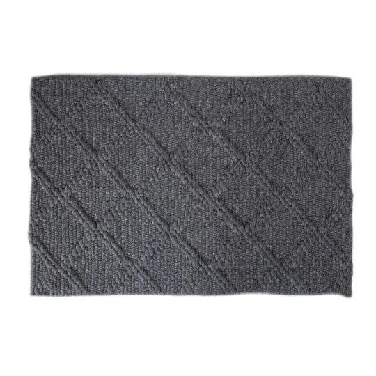 Acushnet Handwoven Wool Grey Rug