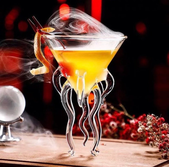 Personalised Statement Glasses | Octopus Glass Tentacle 3D Cocktail Unusual Gifts Wedding Present Handblown Set