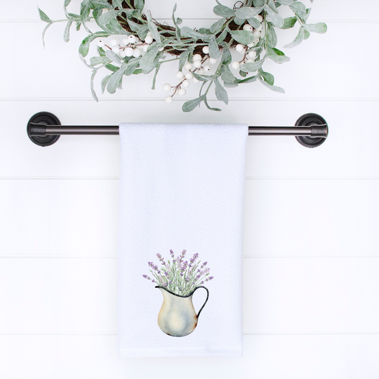 Lavender Hand Towel, Velour Bath Luxury Guest Decor, Herb Elegant Kitchen Towel