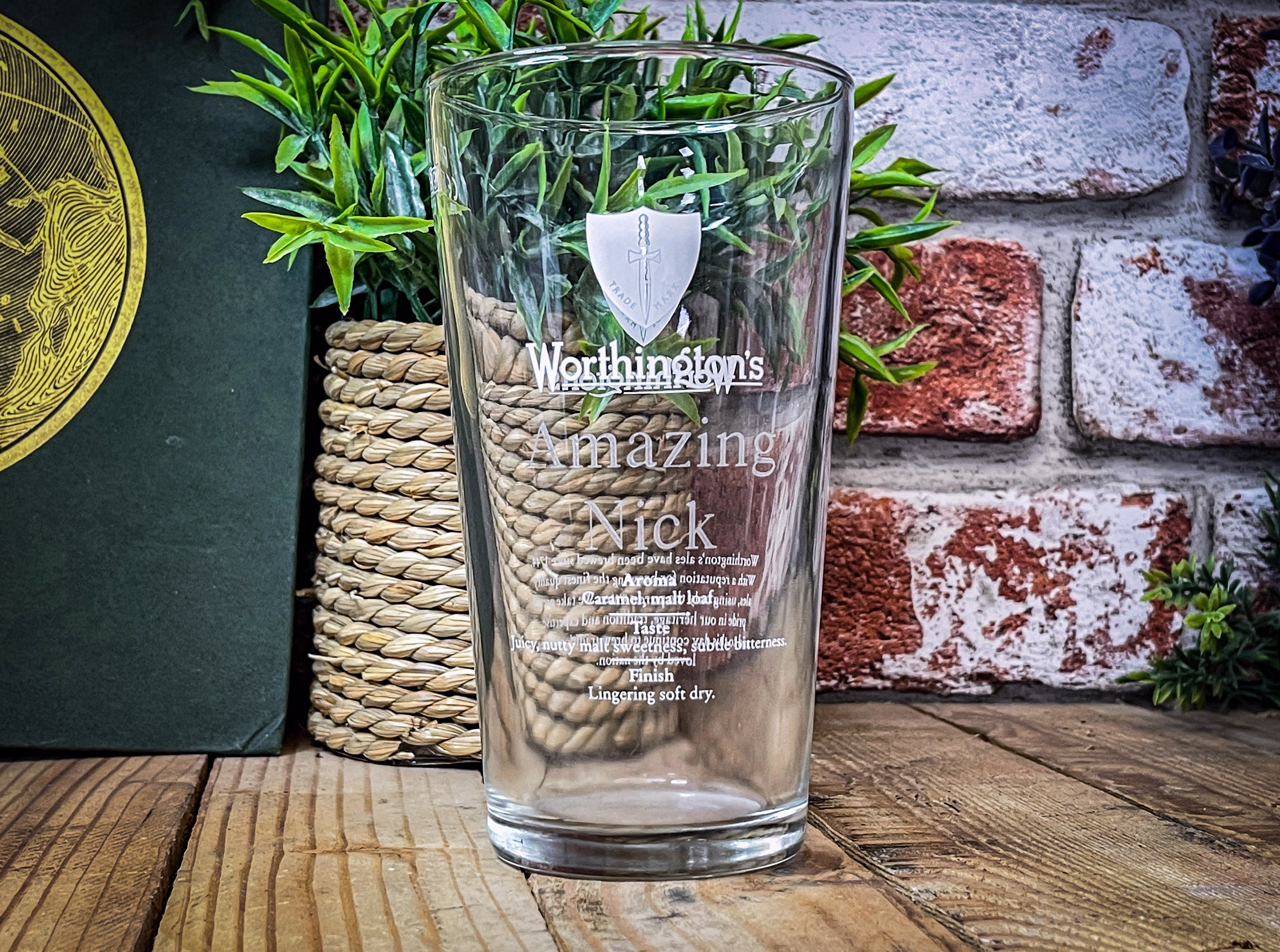 Engraved Worthington's Pint Glass. Personalised With Your Message. Great For Dad Or A Beer Lover