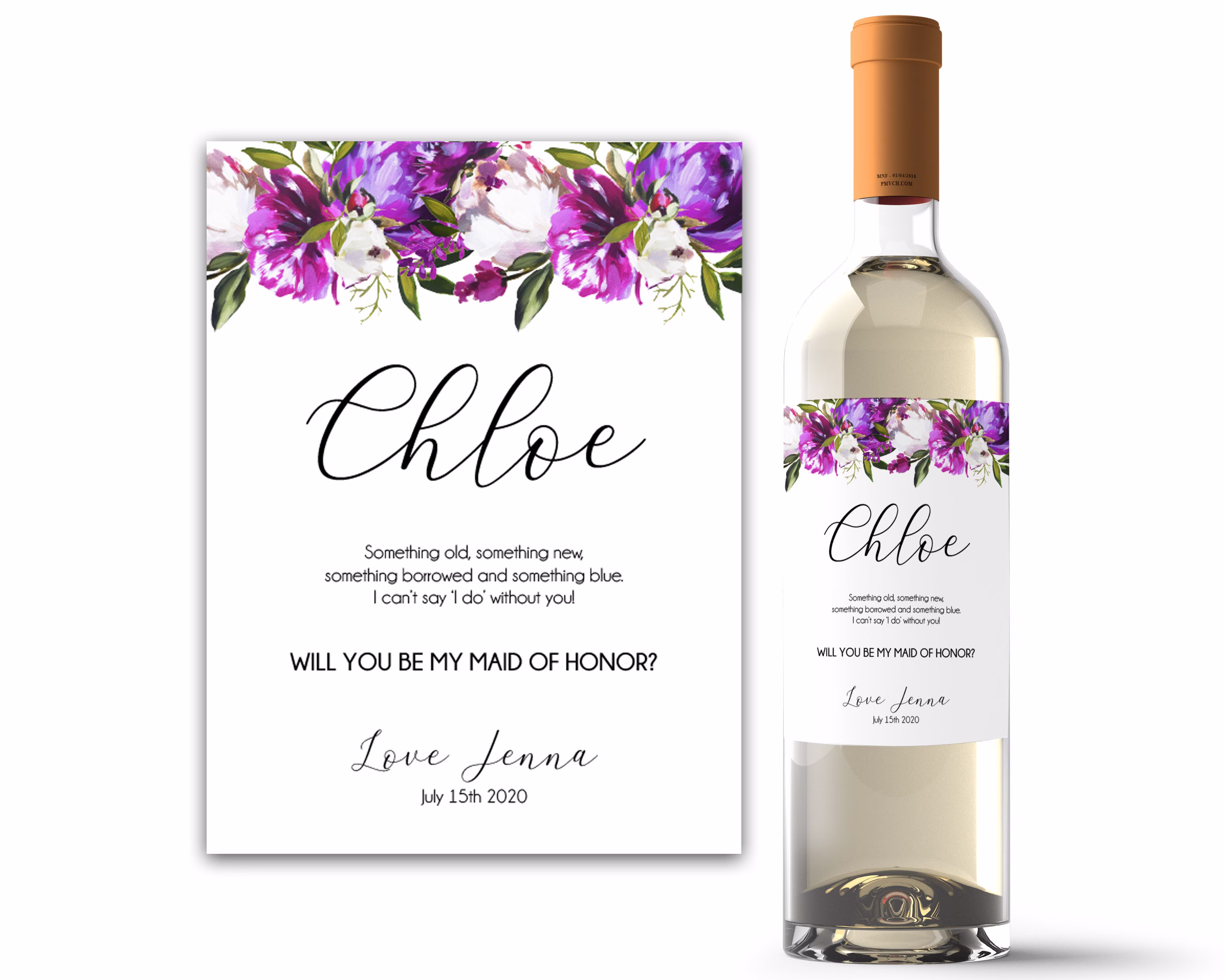 Maid Of Honor Proposal Box Wine Label - Be My Will You My Bridesmaid Matron