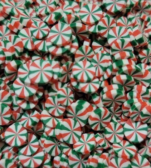 Green Peppermint Candies Polymer Clay Slices Fimo - Slime Shaker Bows Filler Clip Filler