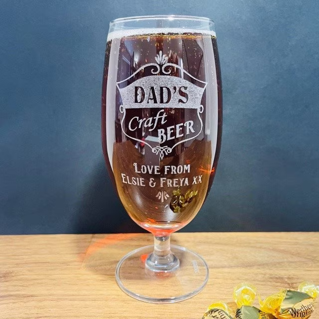 Personalised Engraved Craft Beer/Ale Stemmed Glass - Ideal Present For Dad Christmas Xmas | Men's Gift