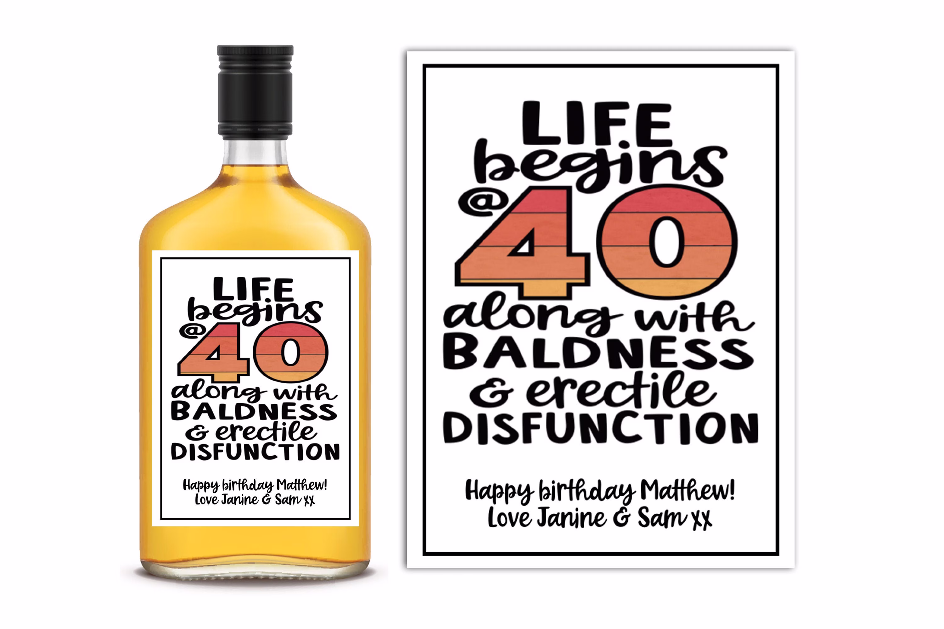 Funny 40Th Birthday Gift For Man - Custom Liquor Label Gifts