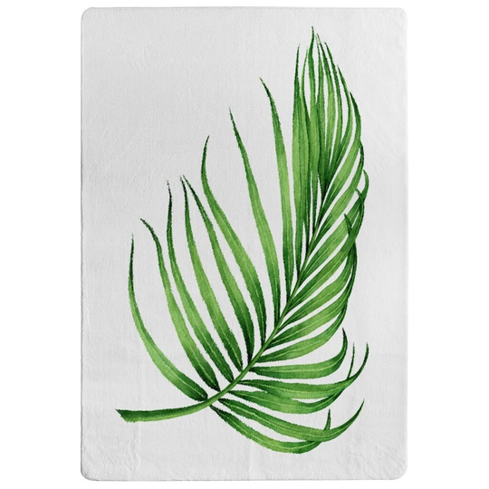 Palacio Botanical Leaf Designer Shaggy Green/White Rug