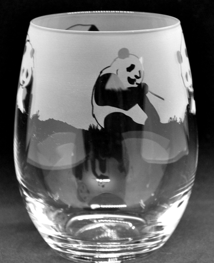 36Cl Stemless Wine/Water Glass With Panda Frieze Design