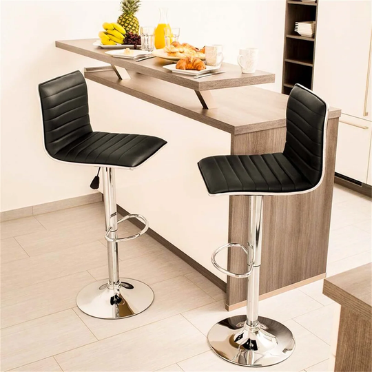 2 Bar Stools Made Of Artificial Leather