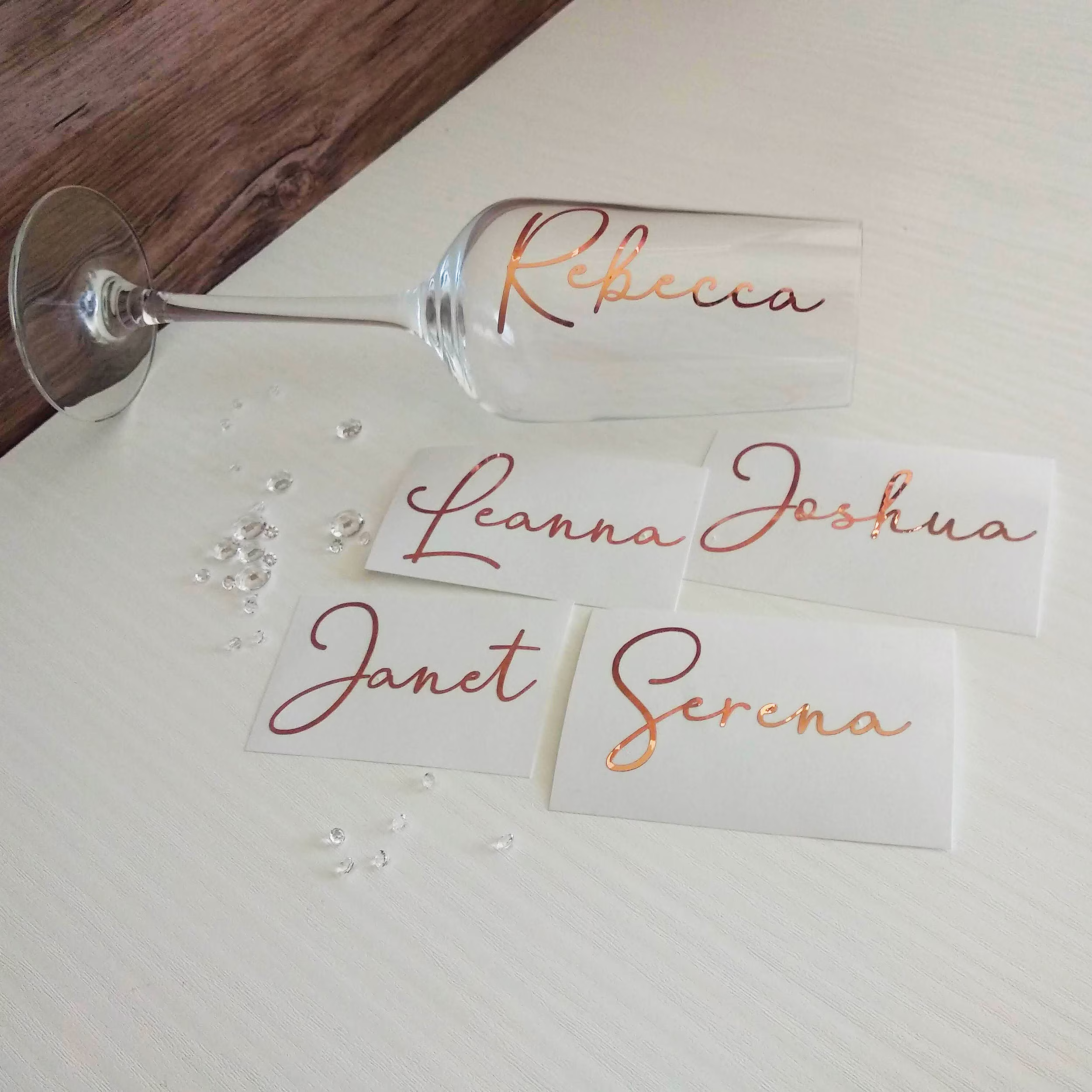 Name Stickers For Bridesmaid Proposal, Champagne Flute, Caligraphy Vinyl Decals, Personalised Custom Gift Box Stickers