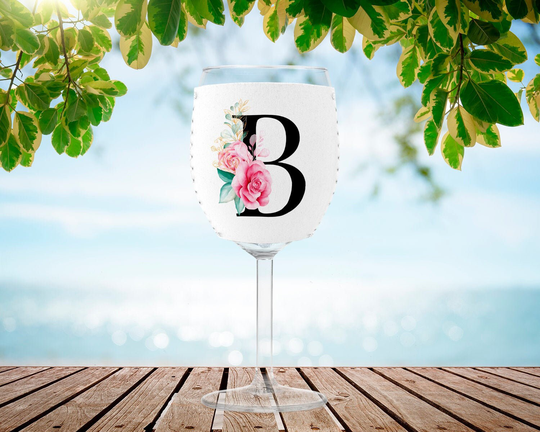 Monogram Wine Glass Sleeve, Custom Hugger, Initial Cozy, Gifts For Mom, Bridesmaid Gifts, Insulator