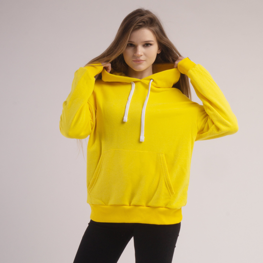 Yellow Oversized Hoodie, Women Basic Hoodie