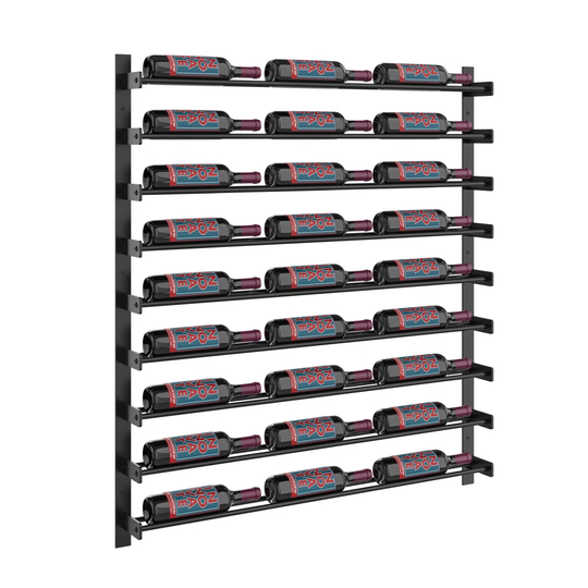 Evolution Series Wine Wall Rack 1143Mm (27 Bottles, Matte Black Frames With Chrome Rods)