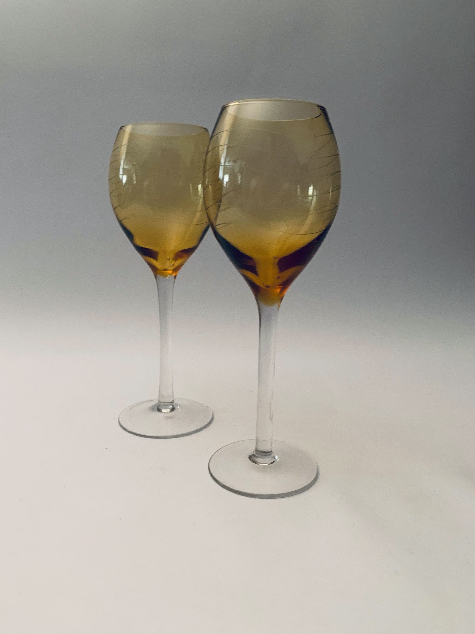 Amber Etched Swirl Wine Glasses - Set Of | 2