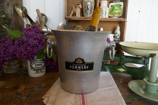 French Vintage Champagne Bucket - Pommery Bucket Ice Bar Cart Decor