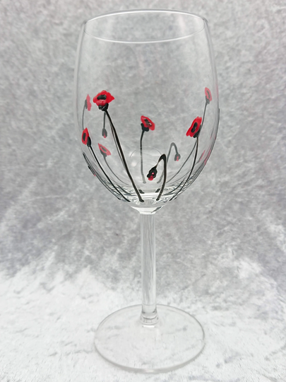 Hand-Painted Poppy Small Wine Glass