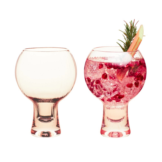 Optic Pink Blush Tinted Large Gin Glass Set Of 2 Copa De Balloon Glasses 540Ml
