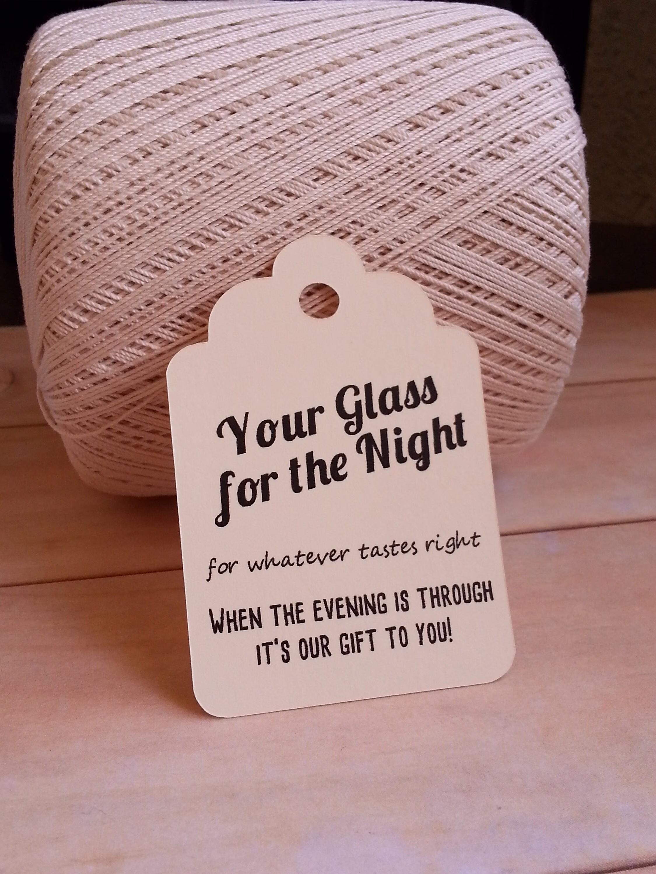 25 Your Glass For The Night Tags, Custom Wedding Favor Wine Gift Tags
