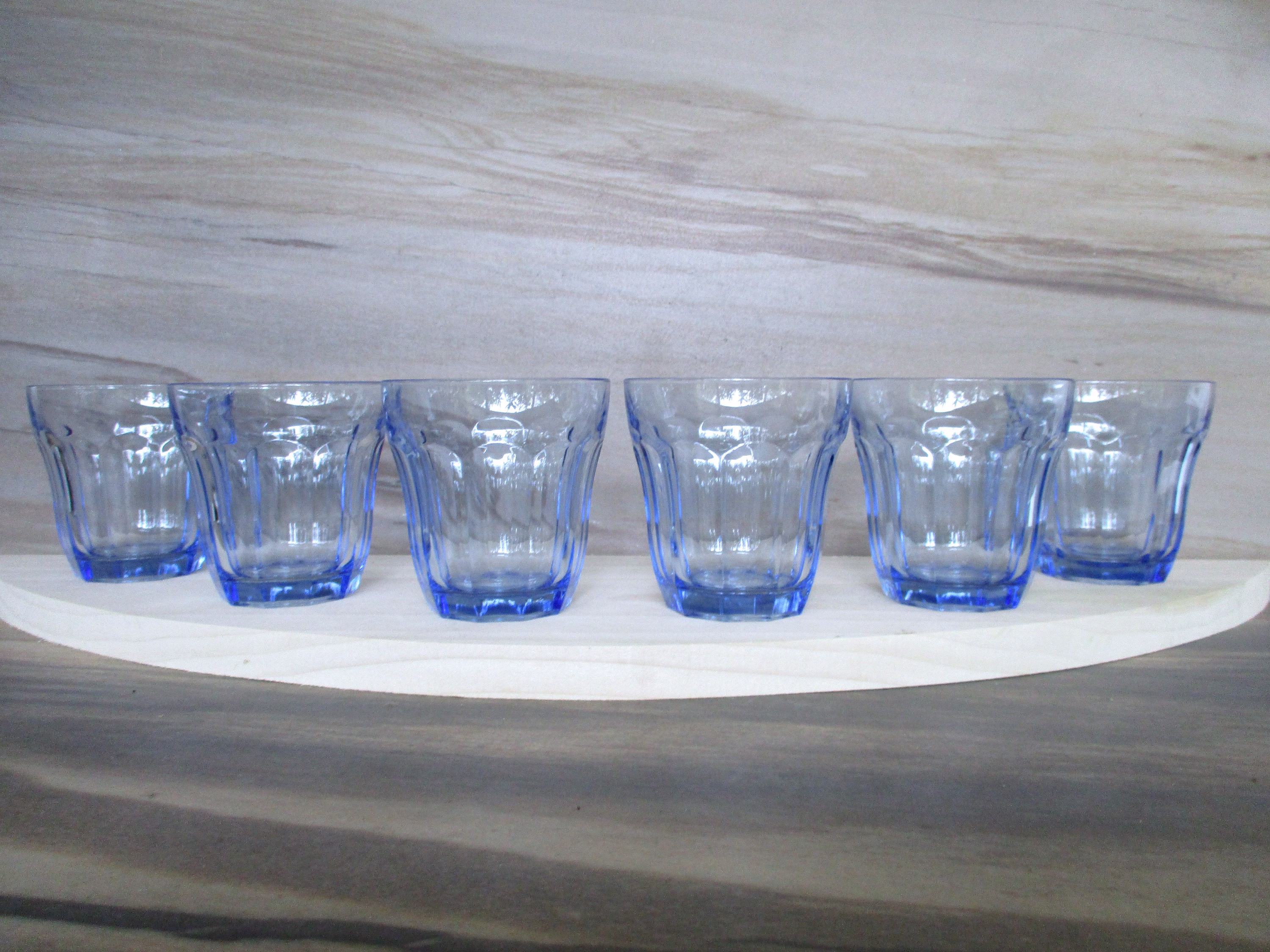Vintage 6 Blue Glass Tumbler, 8 0Z Whisky Glasses, Water, Juice Glasses, /3.5