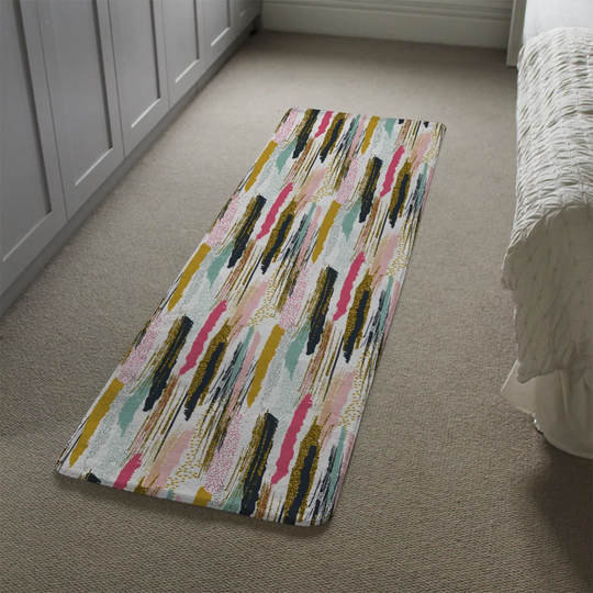Krebs Coloured Spots Designer Shaggy Pink/Black/Green Rug